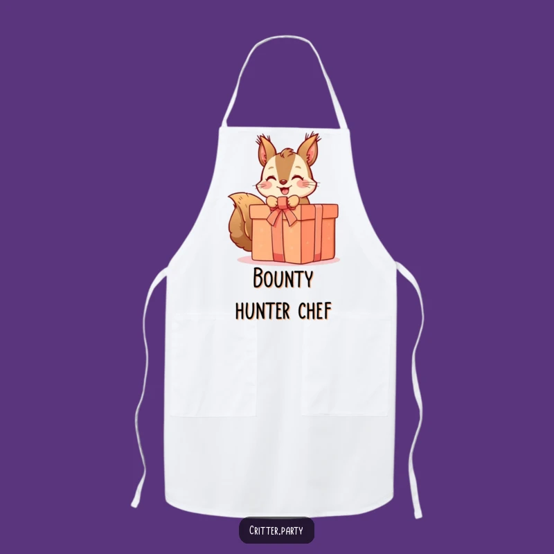Funny Squirrel Apron: Cook with Cheer, Featuring a Character Unwrapping a Gift