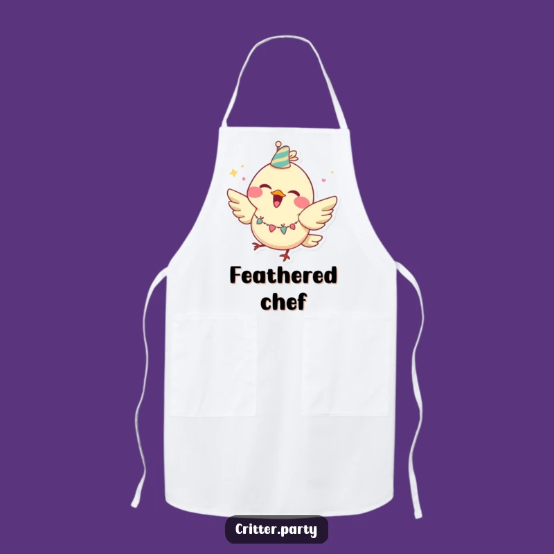 Funny Joyful Bird Party Apron: Kitchen Fun with Fluttering Character