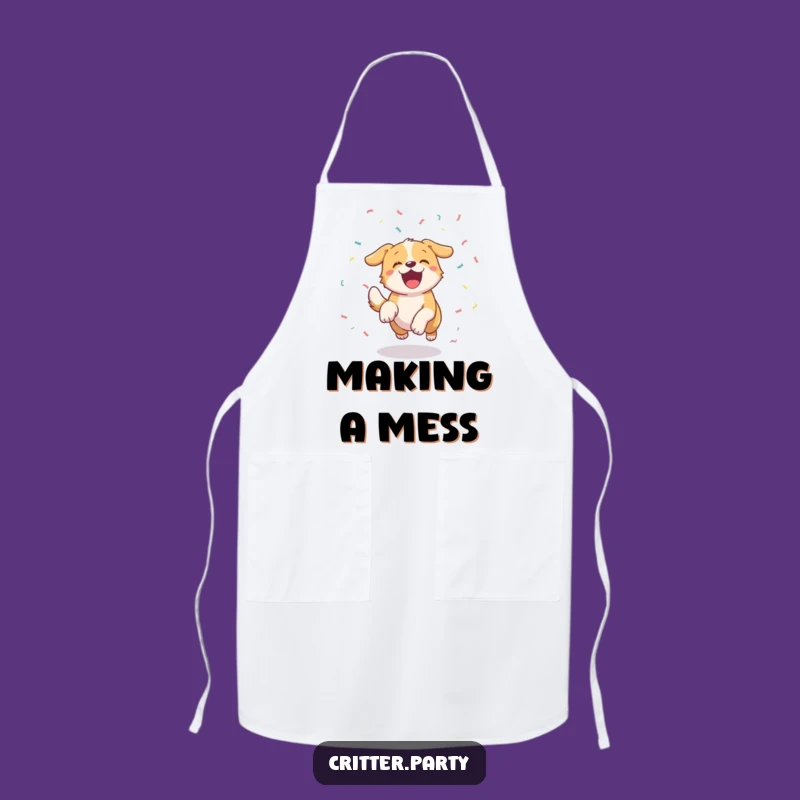 Funny Excited Dog Confetti Apron: Cook with Canine Joy