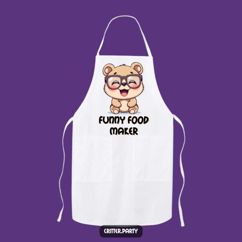 Funny Bear Cub Apron: Novelty Glasses Kitchen Laughter, a Hilarious Funny Chef's Gift!