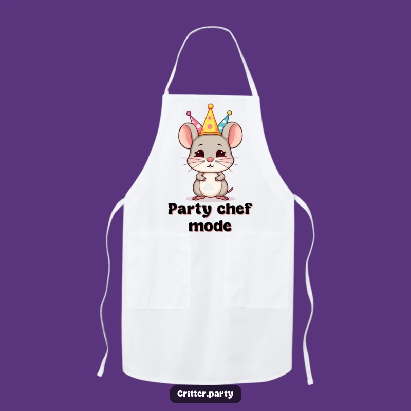 Funny Mouse Party Chef Apron: Cook with Focus in This Hat-Balancing Rodent's Kitchen!