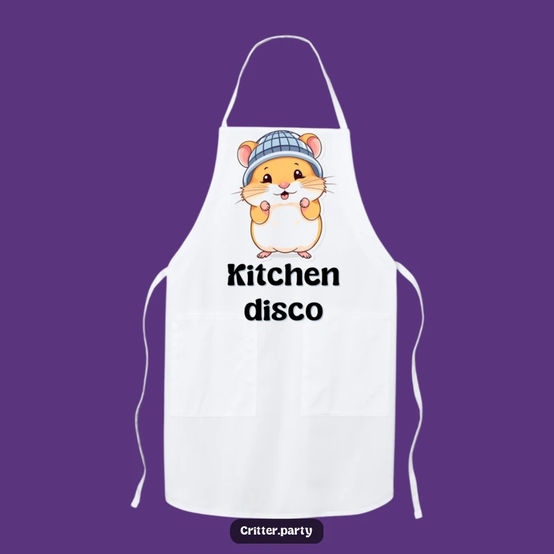 Funny Hamster Disco Ball Apron: Kitchen Fun with Cute Character