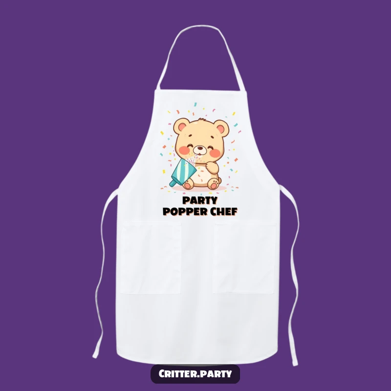Funny Bear Cub Apron: Cook Up Fun with This Joyful Confetti Party Design