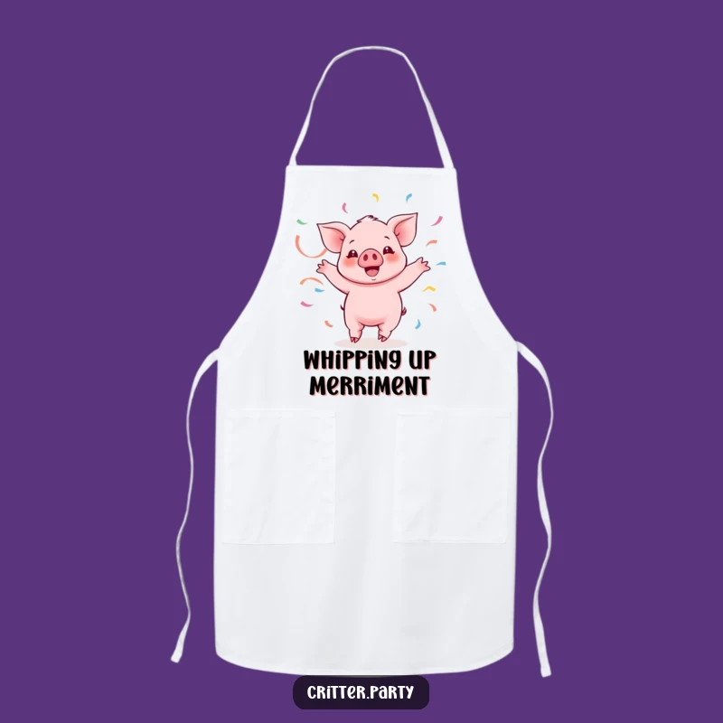 Funny Kawaii Piglet Twirling Apron: Festive Streamer Piggy, Hilarious Kitchen Gift