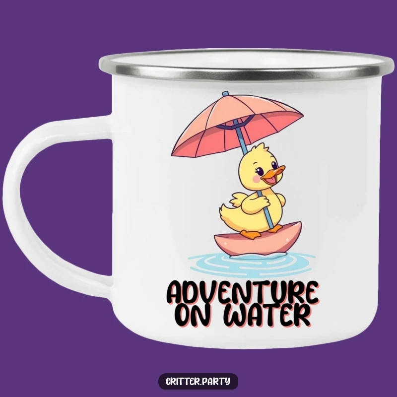 Durable Funny Duckling Umbrella Camping Mug: Adventure with Hilarious Tropical Vibes
