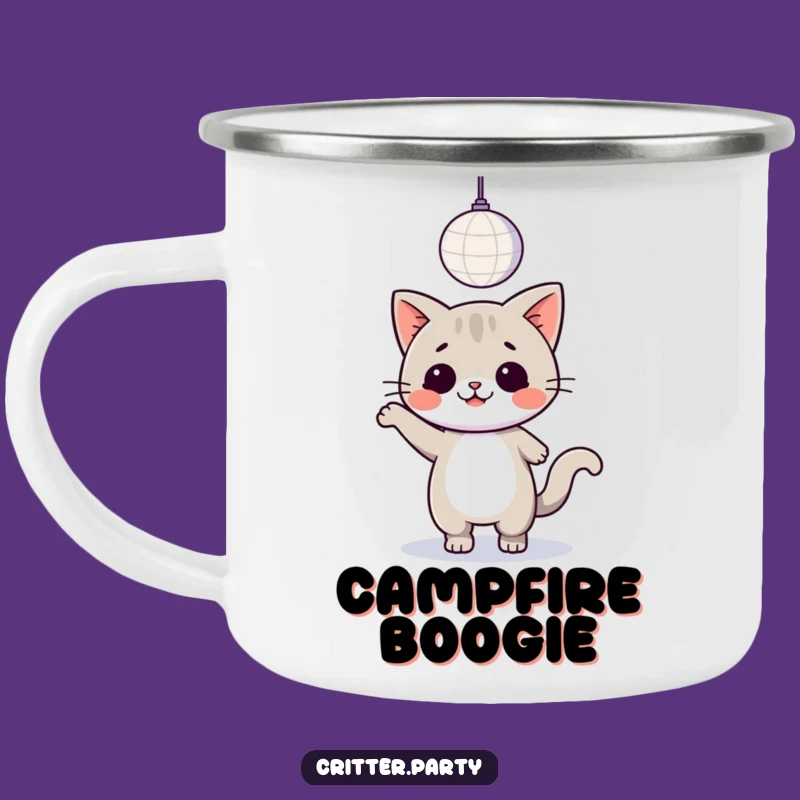 Funny Kawaii Cat Enamel Camping Mug: Disco Outdoor Party Gift