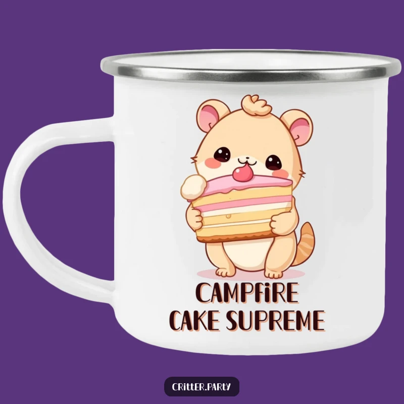 Funny Critter Cake Camping Mug: Enjoy Treats with Humorous Adventure Style!