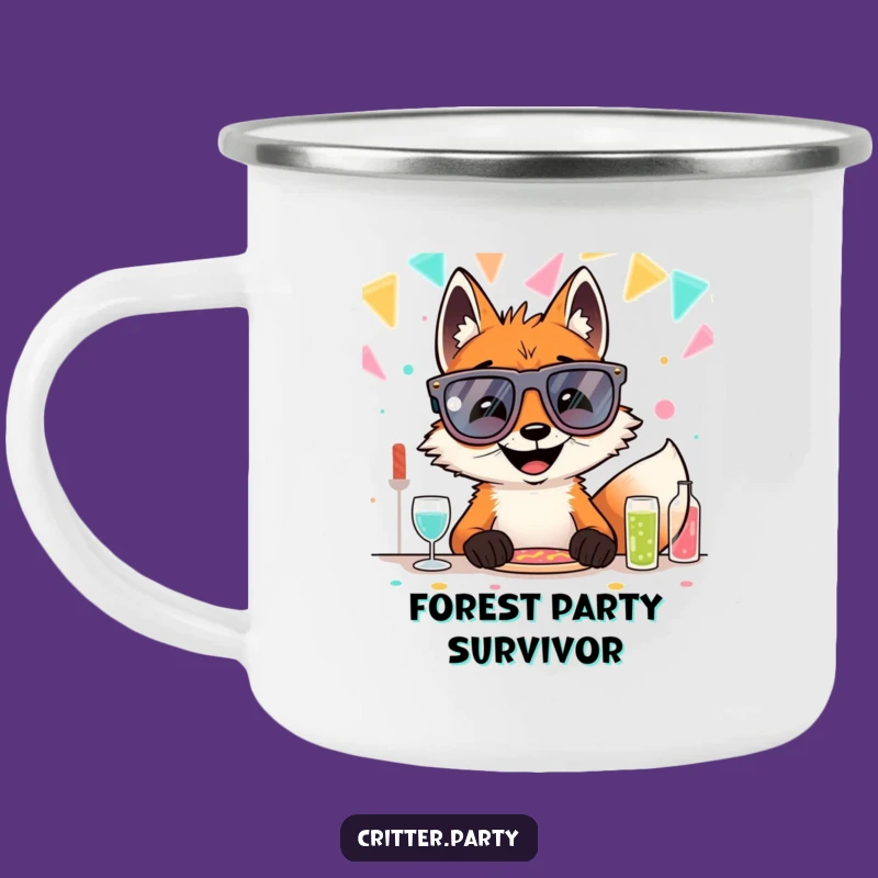 Funny Fox Party Glasses Camping Mug: Adventure with Sly Fun