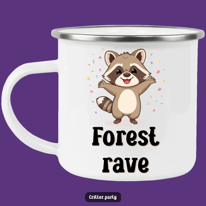Funny Raccoon Dancing Camping Mug - Durable Enamel Mug for Adventures, Enjoy Coffee with Humor, Funny Gift