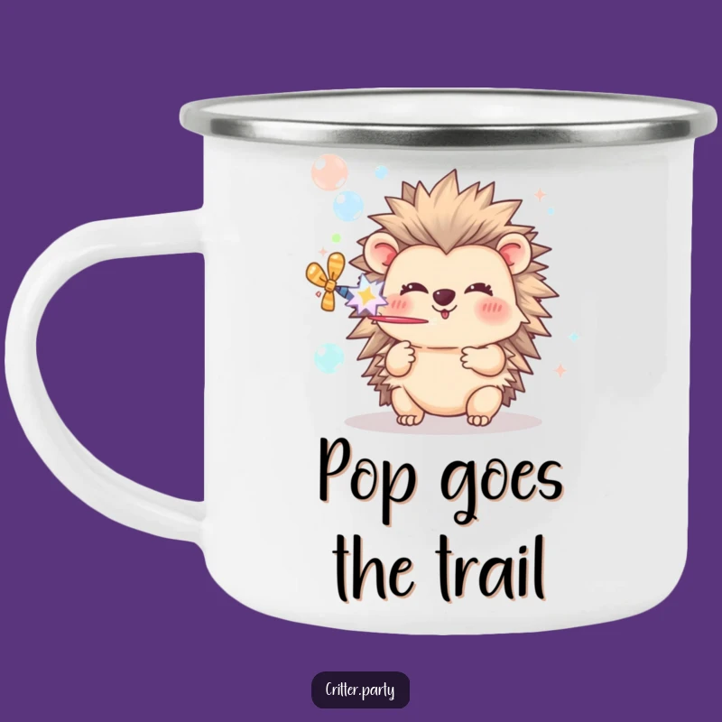 Funny Hedgehog Bubble Popper Camping Mug: Enjoy Your Brew with Festive Hedgehog Cheer