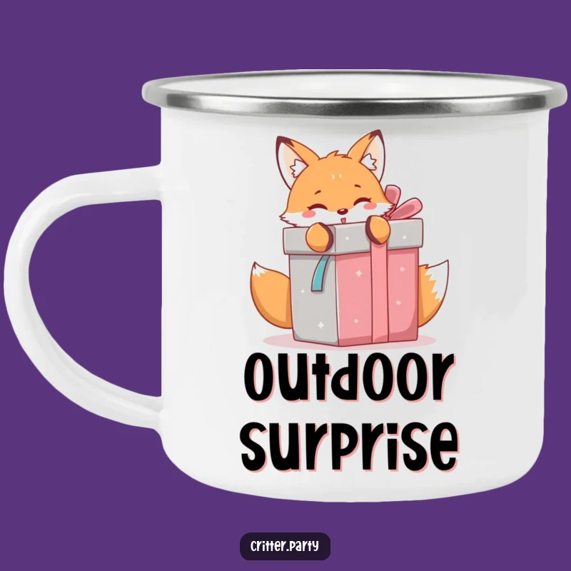 Funny Kawaii Fox Enamel Camping Mug: Outdoor Gift Surprise Gift