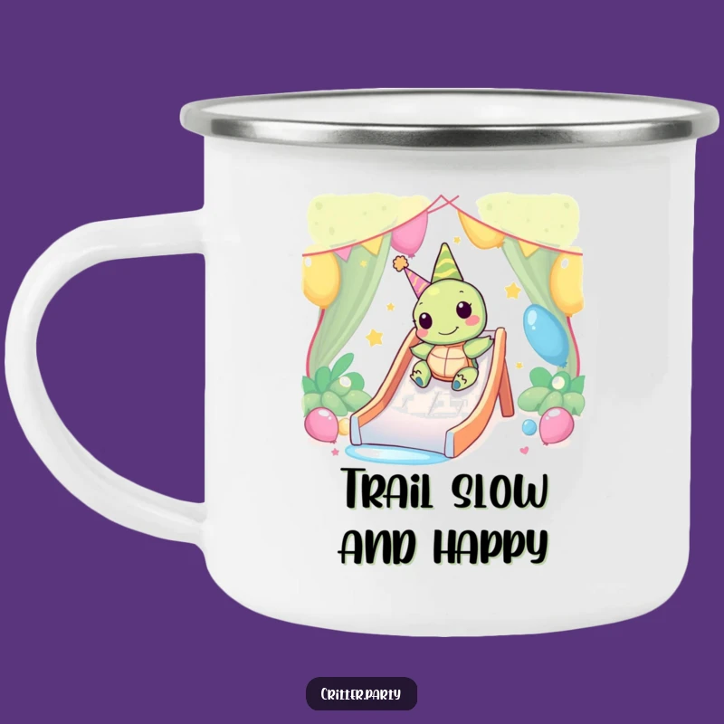 Funny Kawaii Turtle Party Slide Camping Mug: Happy Turtle Outdoor Fun, Hilarious Gift