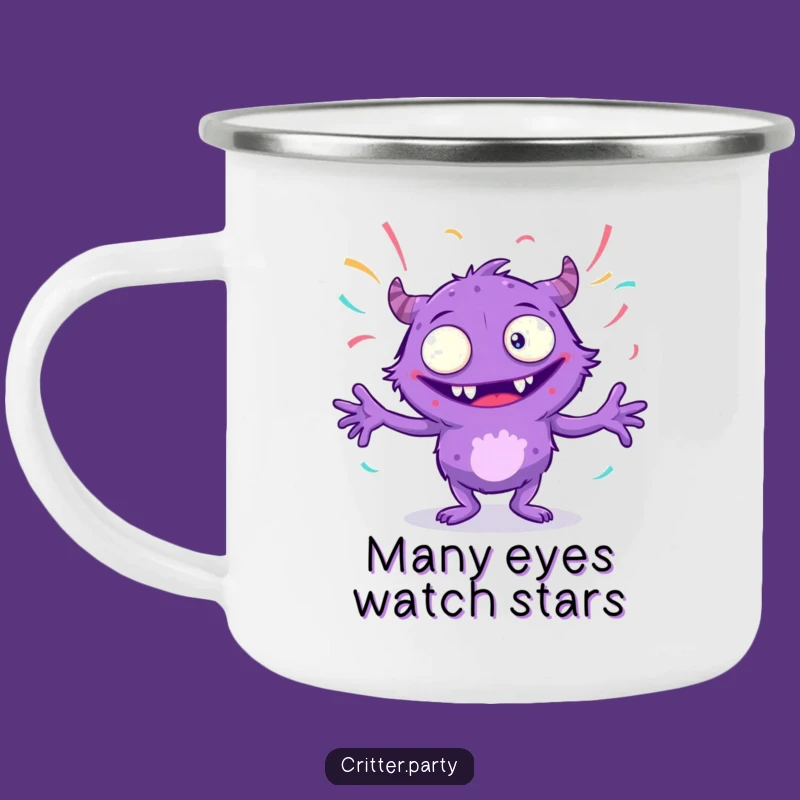 Funny Monster Camping Mug: Enjoy Drinks with This Dancing Purple Creature