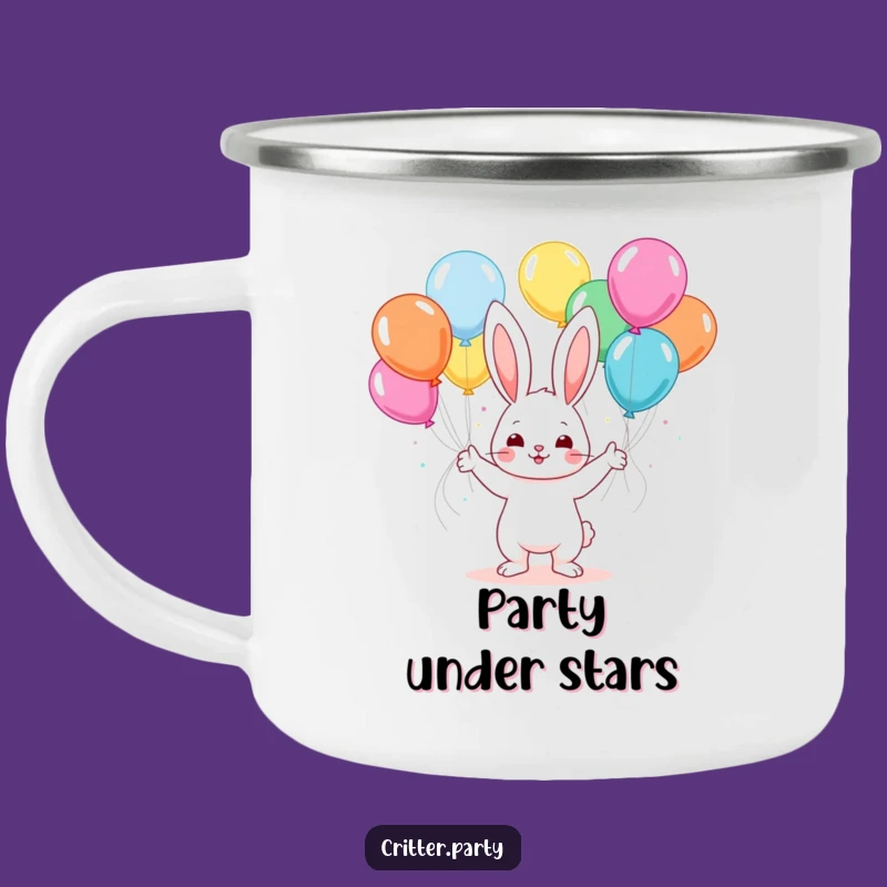 Funny Kawaii Bunny Enamel Camping Mug: Festive Outdoor Party Gift