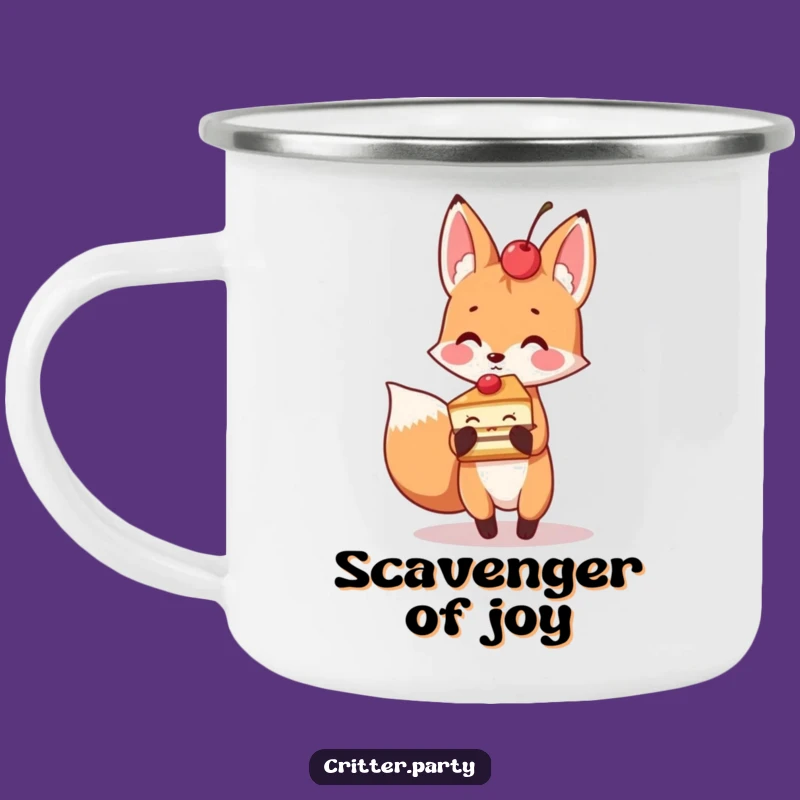 Funny Fox Cake Slice Camping Mug: Hilarious Outdoor Companion for Sweet Adventures