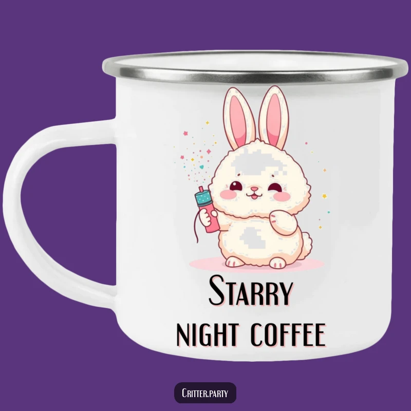 Funny Bunny Camping Mug: Sip Your Brew with this Glittery Character