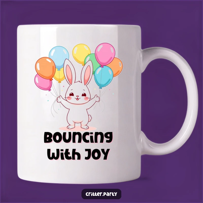 Funny Kawaii Bunny Party Mug: Joyful Balloon Juggling Gift