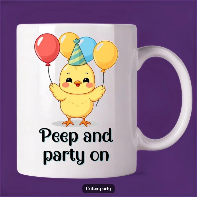 Funny Chick Juggling Mug: Party Hat Celebration, Perfect Cheerful Gift