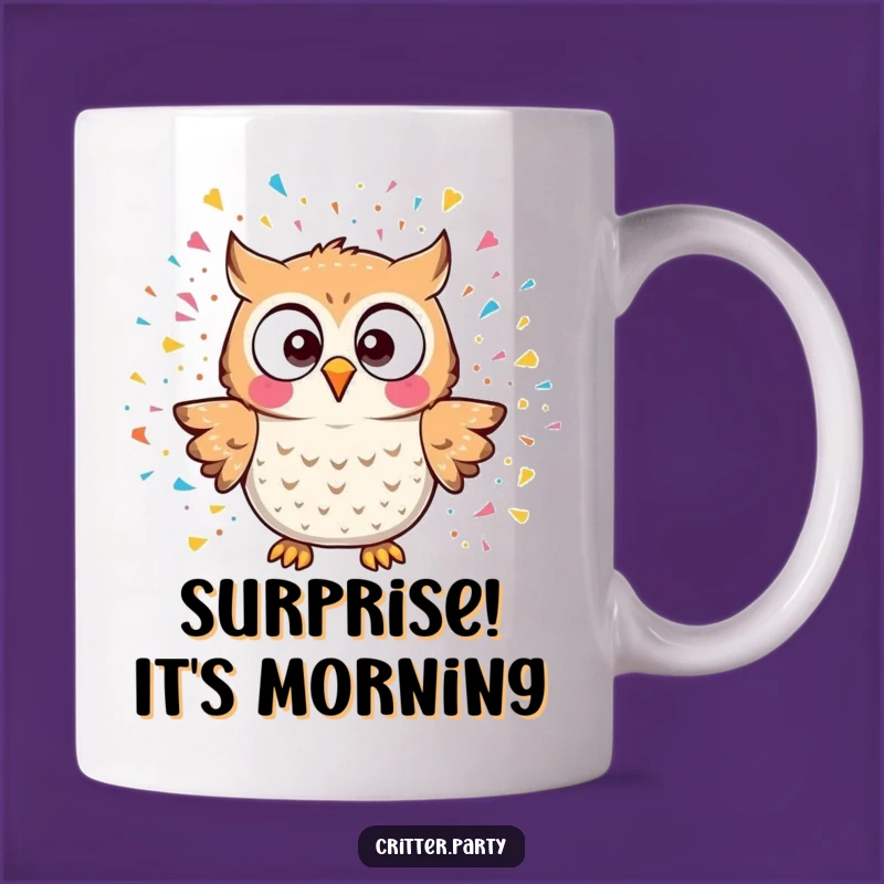 Funny Kawaii Owl Confetti Explosion Mug, Hilarious Surprise Gift for Owl Lovers
