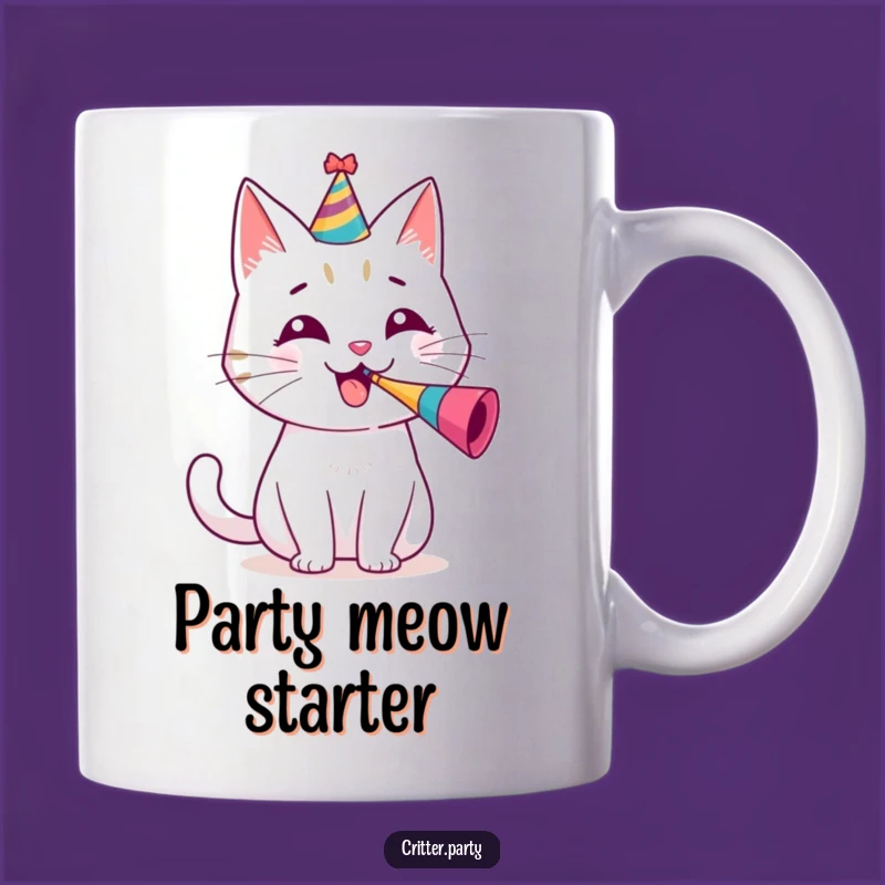Funny Party Cat Mug: Festive Celebration Design, Hilarious Gift for Cat Lovers