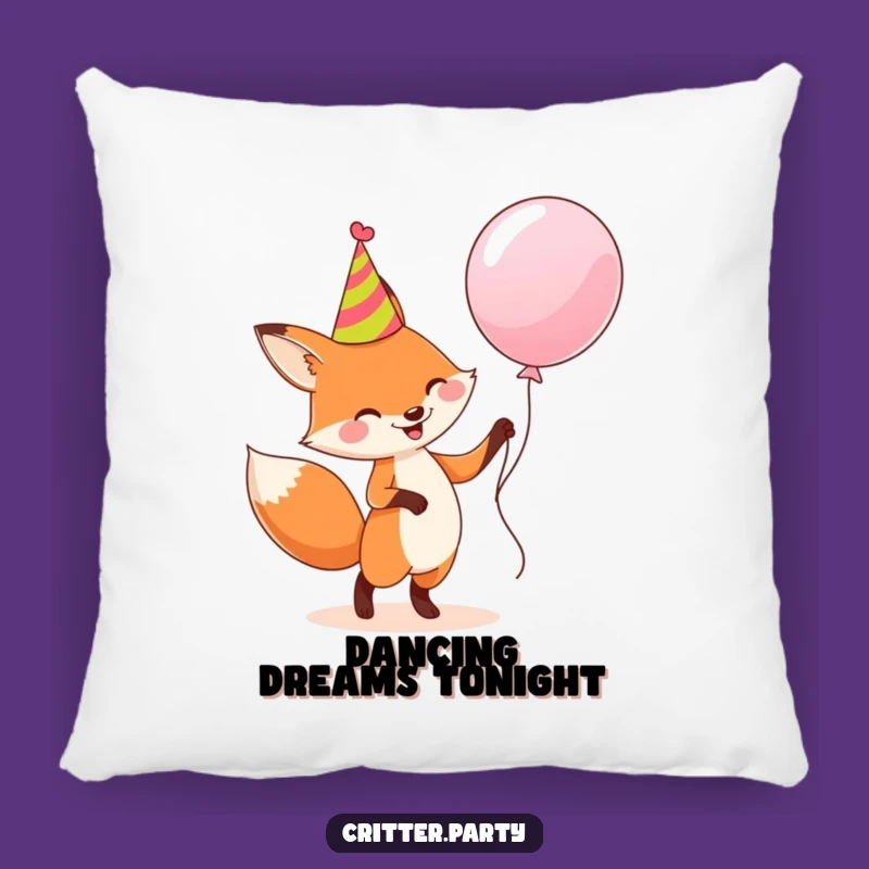 Funny Fox Comfort Pillow: Dancing with Balloon, Cozy Humor Gift