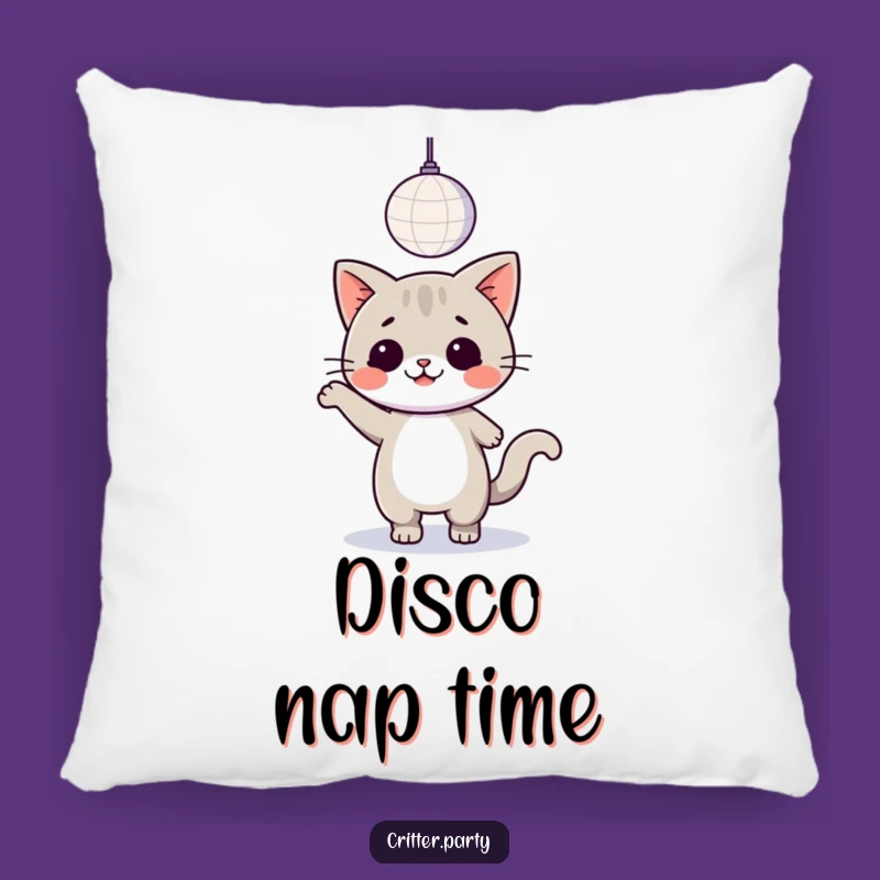 Cozy Funny Kawaii Cat Pillow: Disco Dancer Comfort Gift