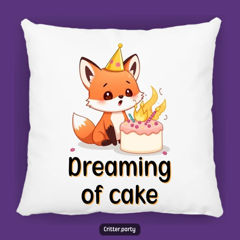 Funny Fox Cub Pillow: Snuggle Up with This Surprised Exploding Cake Accent Pillow