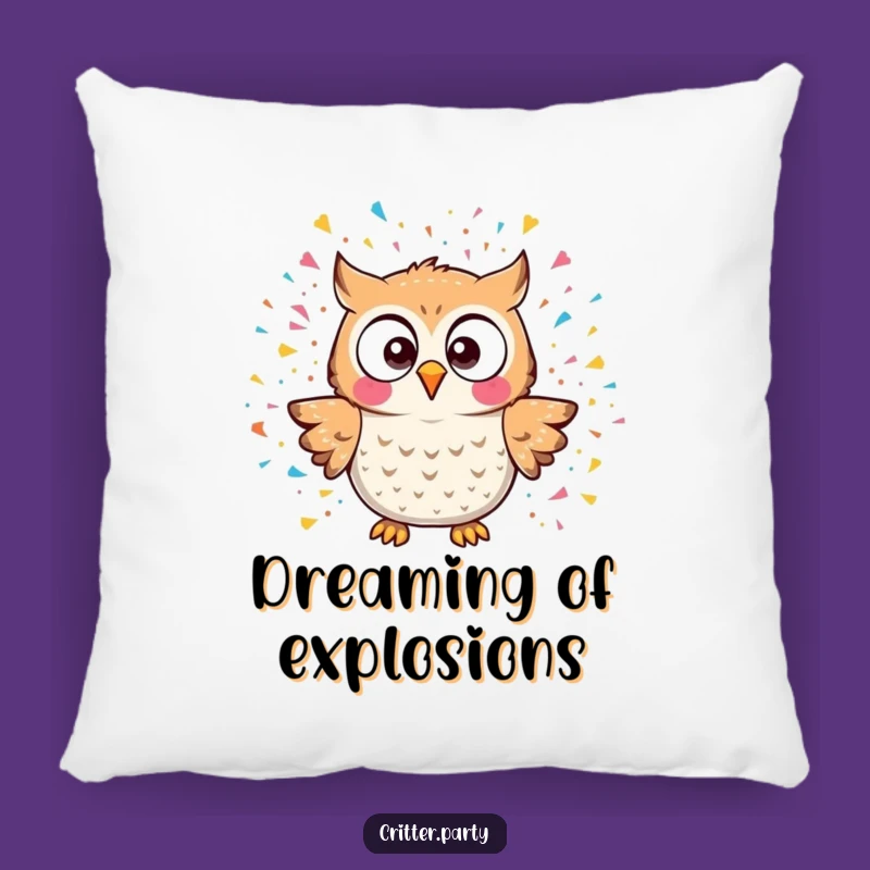 Comfy Funny Kawaii Owl Confetti Explosion Pillow, Soft Surprise Gift Accent