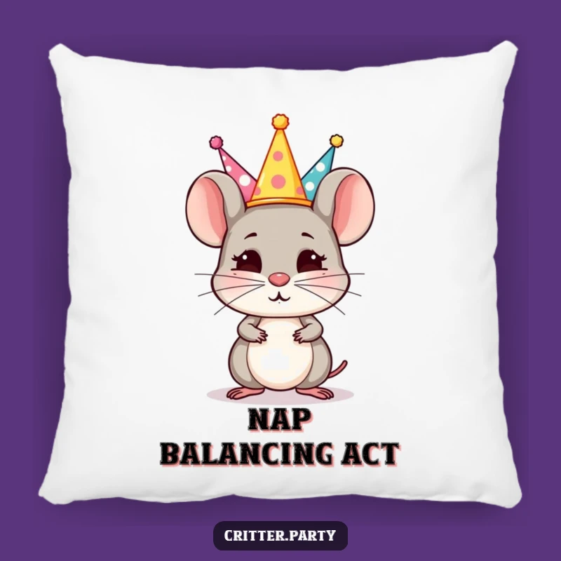 Funny Mouse Hat Comfort Pillow: Cozy Focus with This Determined Rodent's Skill!