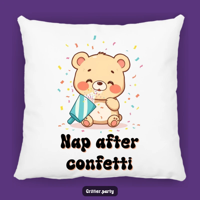 Funny Bear Cub Pillow: Snuggle Up with This Adorable Confetti Party Accent Pillow