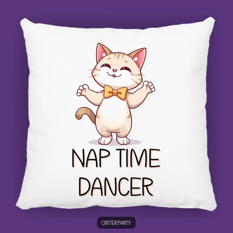 Funny Cat Pillow: Happy Cat Dancing in Bow Tie, Comfy & Hilarious Accent