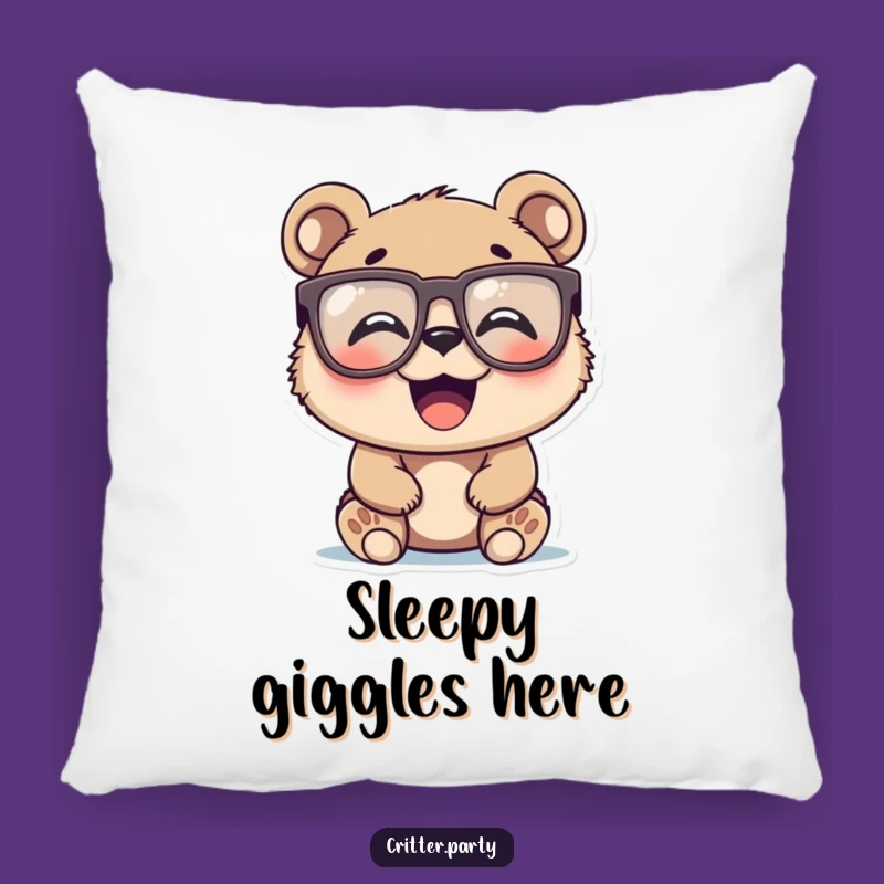 Funny Bear Cub Pillow: Cozy Novelty Glasses Laugh Comfort, an Adorable Funny Gift Accent!