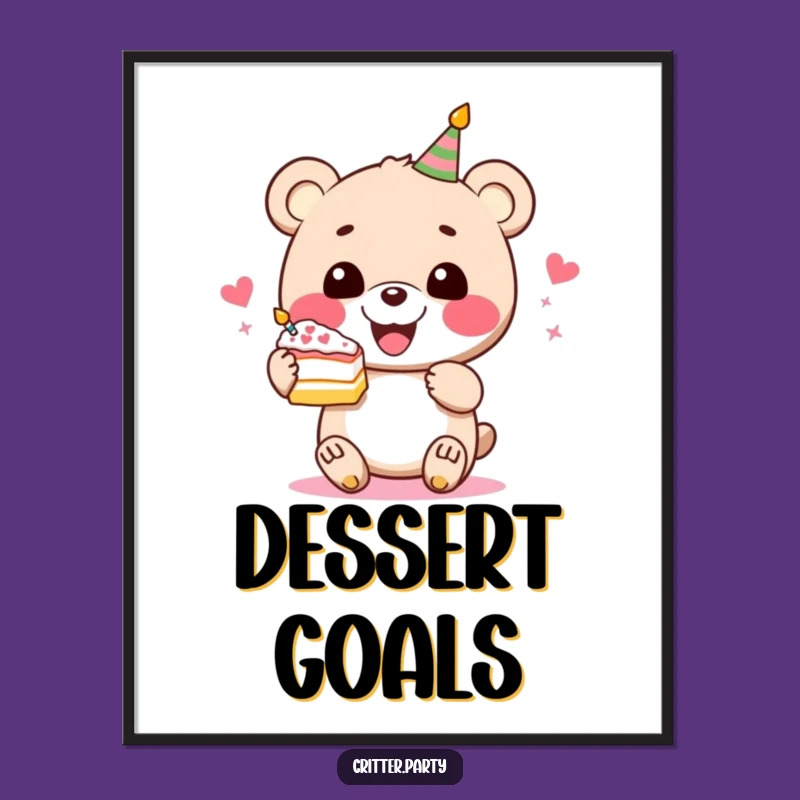 Funny Bear Cake Digital Art: Festive Glee Bear Download, Perfect Funny Gift