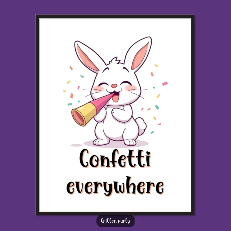 Funny Bunny Party Horn Digital Art: Hilarious Printable for Instant Festive Decor