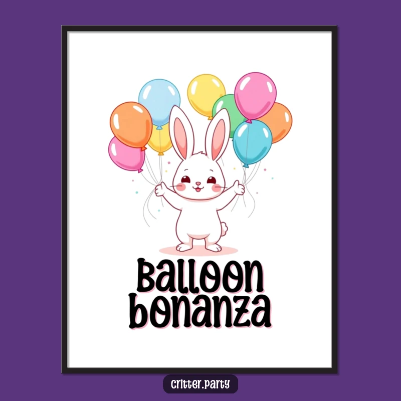 Funny Kawaii Bunny Digital Print: Printable Festive Party Art Gift