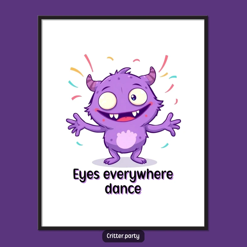 Funny Monster Digital Art Print: Decorate with This Dancing Purple Creature's Energy
