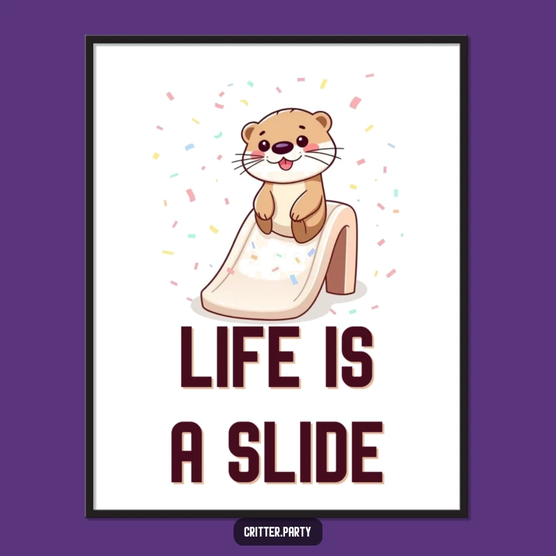 Funny Otter Confetti Slide Digital Art: Instant Playful Decor