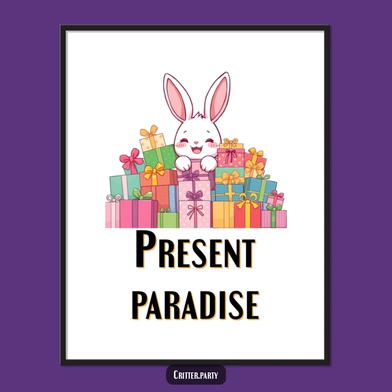 Funny Rabbit Present Digital Art: Festive Surprise Download, Perfect Funny Gift