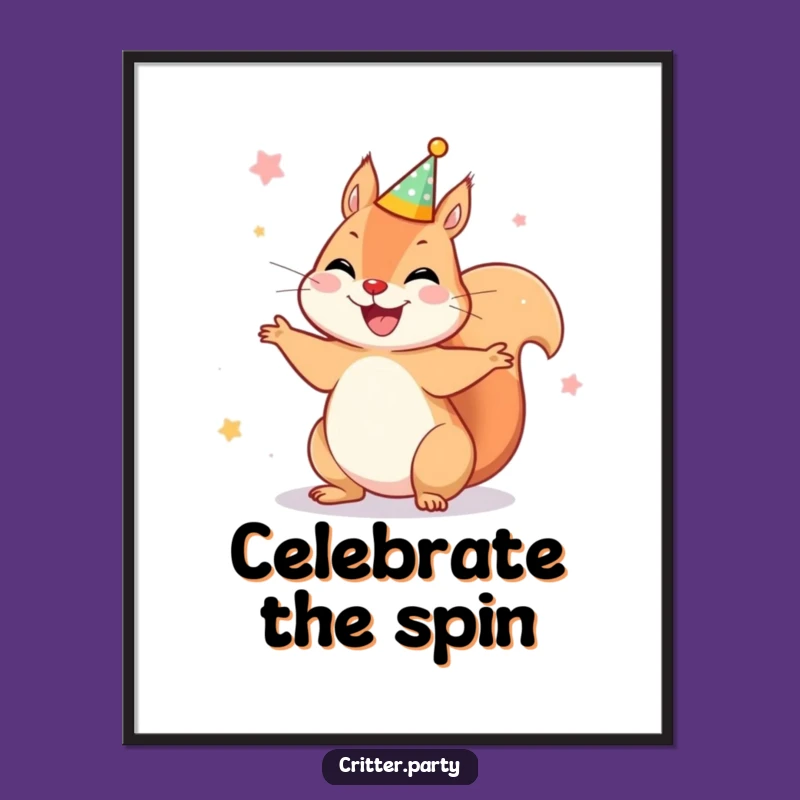 Funny Squirrel Digital Art: Decorate with This Hilarious Spinning Party for Festive Walls!