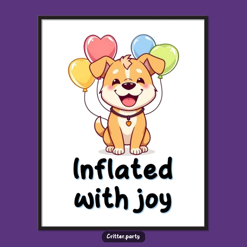 Funny Dog Balloon Digital Art: Happy Pup, Perfect Instant Wall Decor