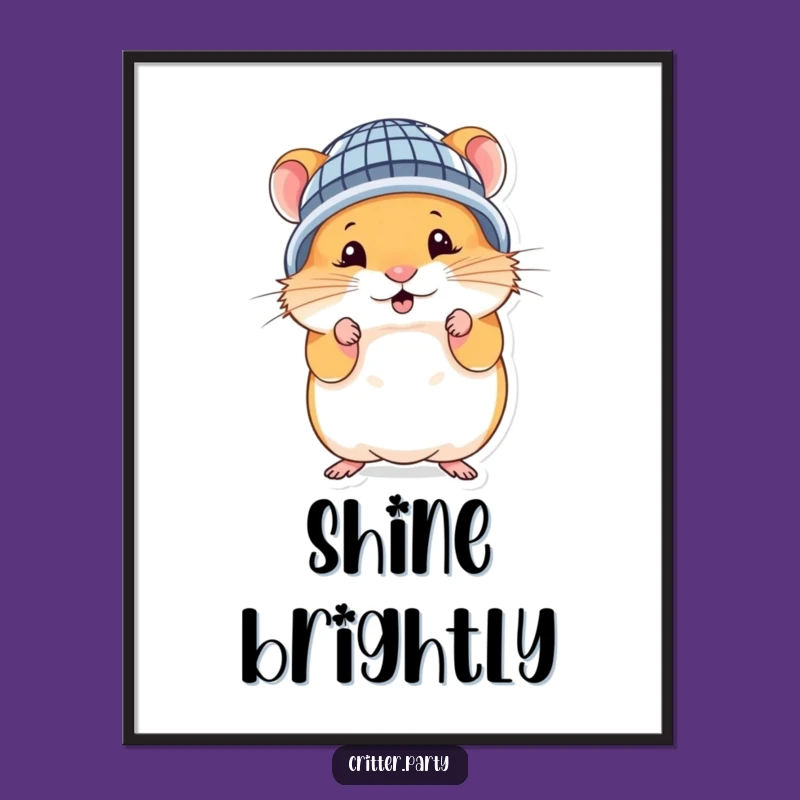 Funny Hamster Disco Ball Digital Art: Cute Silly Character Print
