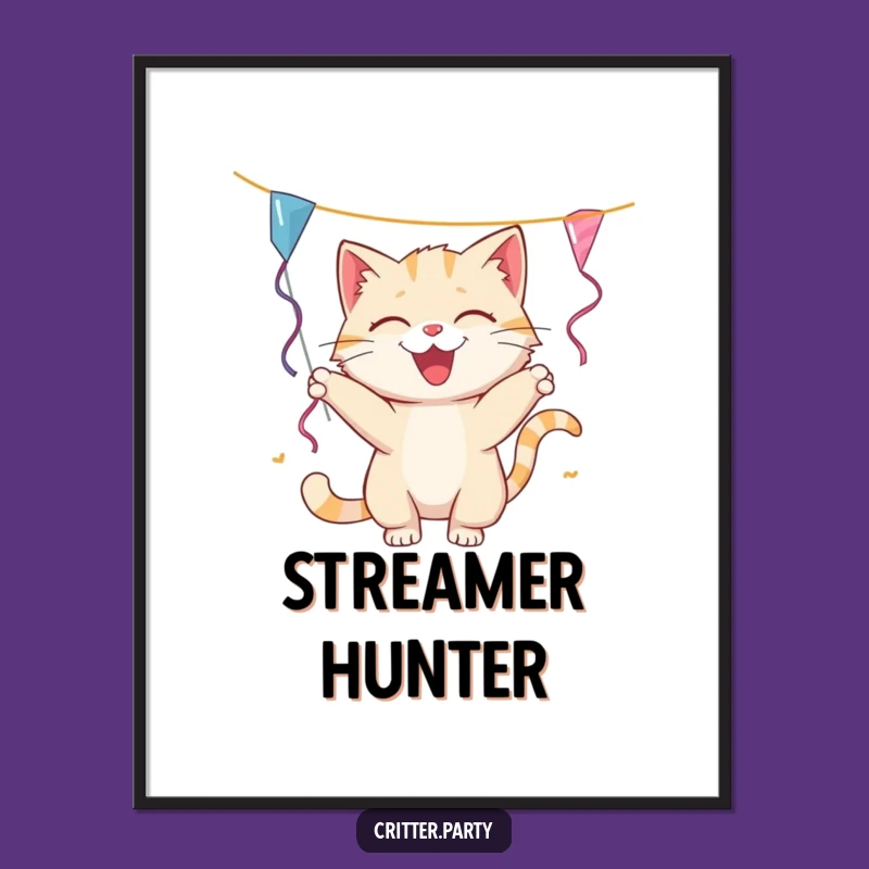 Funny Cat Streamer Digital Art: Instant Playful Decor, Hilarious Feline Fun