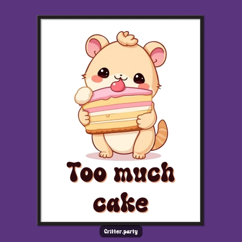 Funny Critter Cake Digital Art: Instant Sweet Humor for Your Walls!