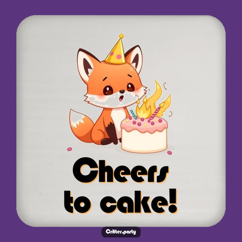Funny Fox Cub Coaster: Protect Surfaces with This Exploding Cake Surprise