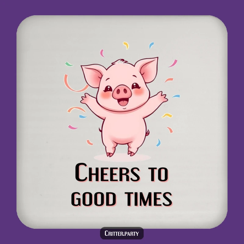 Funny Kawaii Piglet Twirling Coaster: Streamer Piggy Table Protector, Hilarious Gift