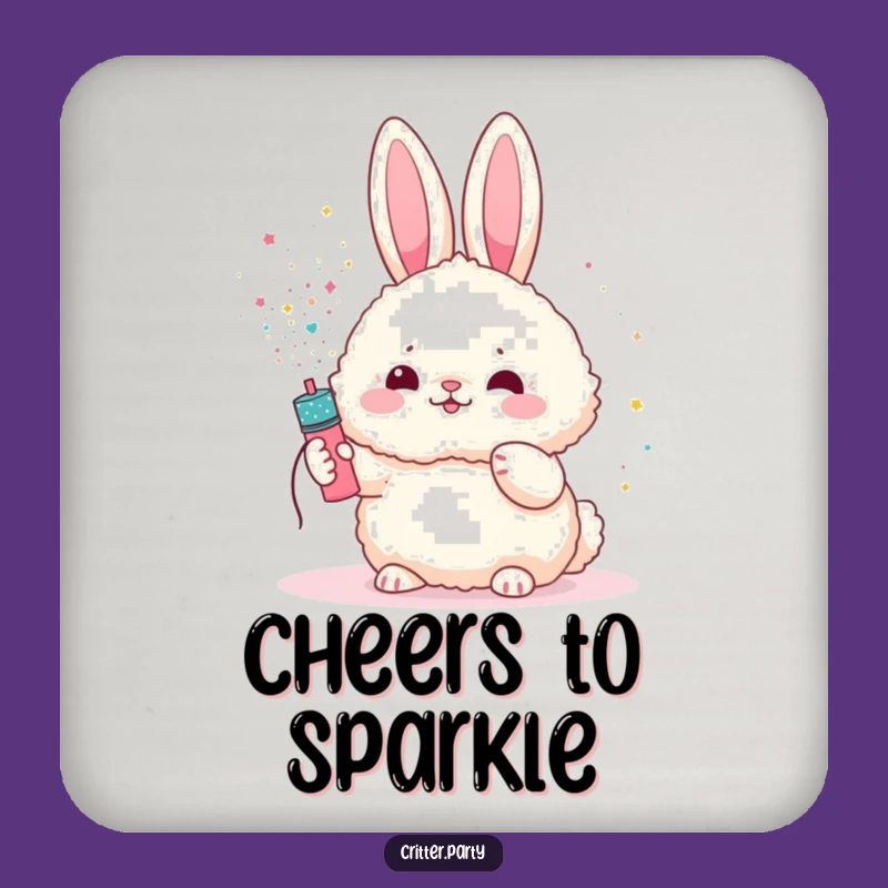 Funny Bunny Coaster: Protect Surfaces with this Glitter Shower Design