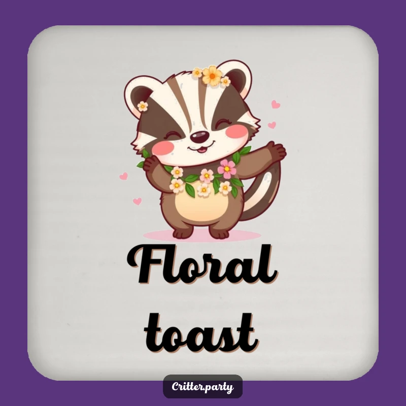 Funny Badger Flower Dance Coaster: Protect Surfaces with Natural Charm