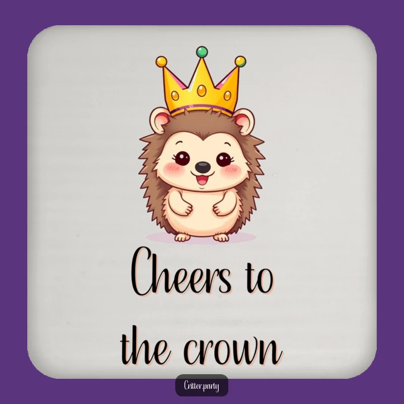 Funny Hedgehog Party Coaster - Festive Crown Home Decor Gift
