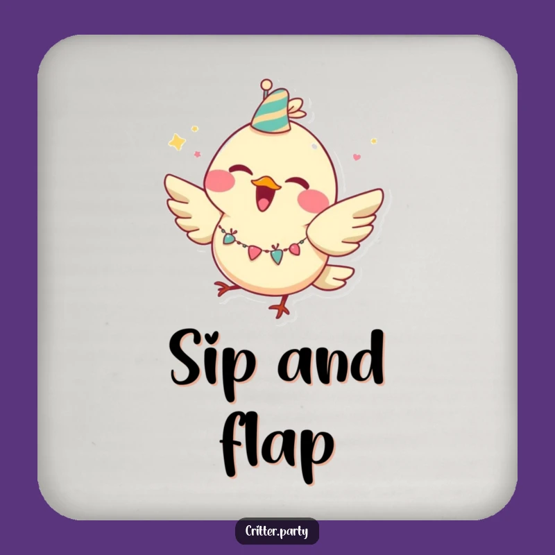 Funny Joyful Bird Party Drink Coaster: Protect Surfaces with Fun