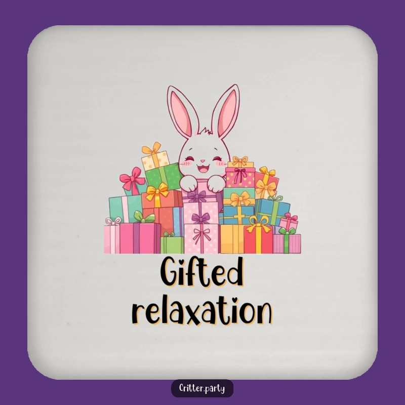 Funny Rabbit Present Coaster: Festive Surface Protector, Adorable Funny Gift